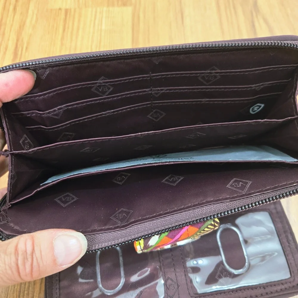 Vera Bradley Turnlock Wallet Paisley Quilted Cotton Zip Around Teal Colorful 5x8 - Picture 7 of 8